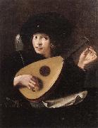 unknow artist A Young man tuning a lute painting